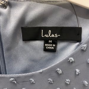 Light blue Swiss dot mini long sleeve dress